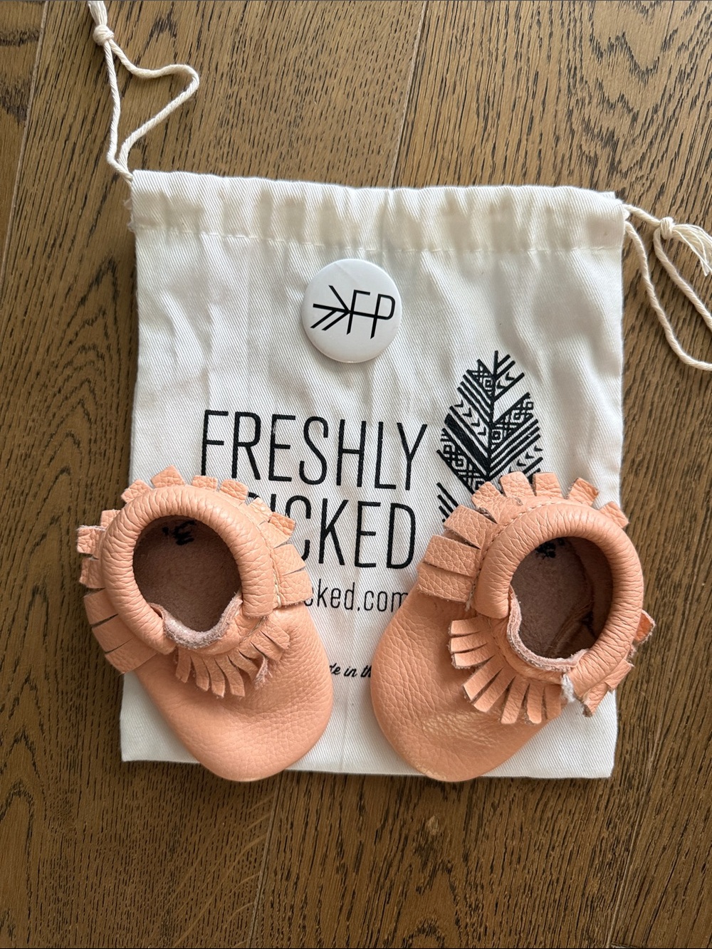 Freshly Picked Peach Moccasins with Fringe